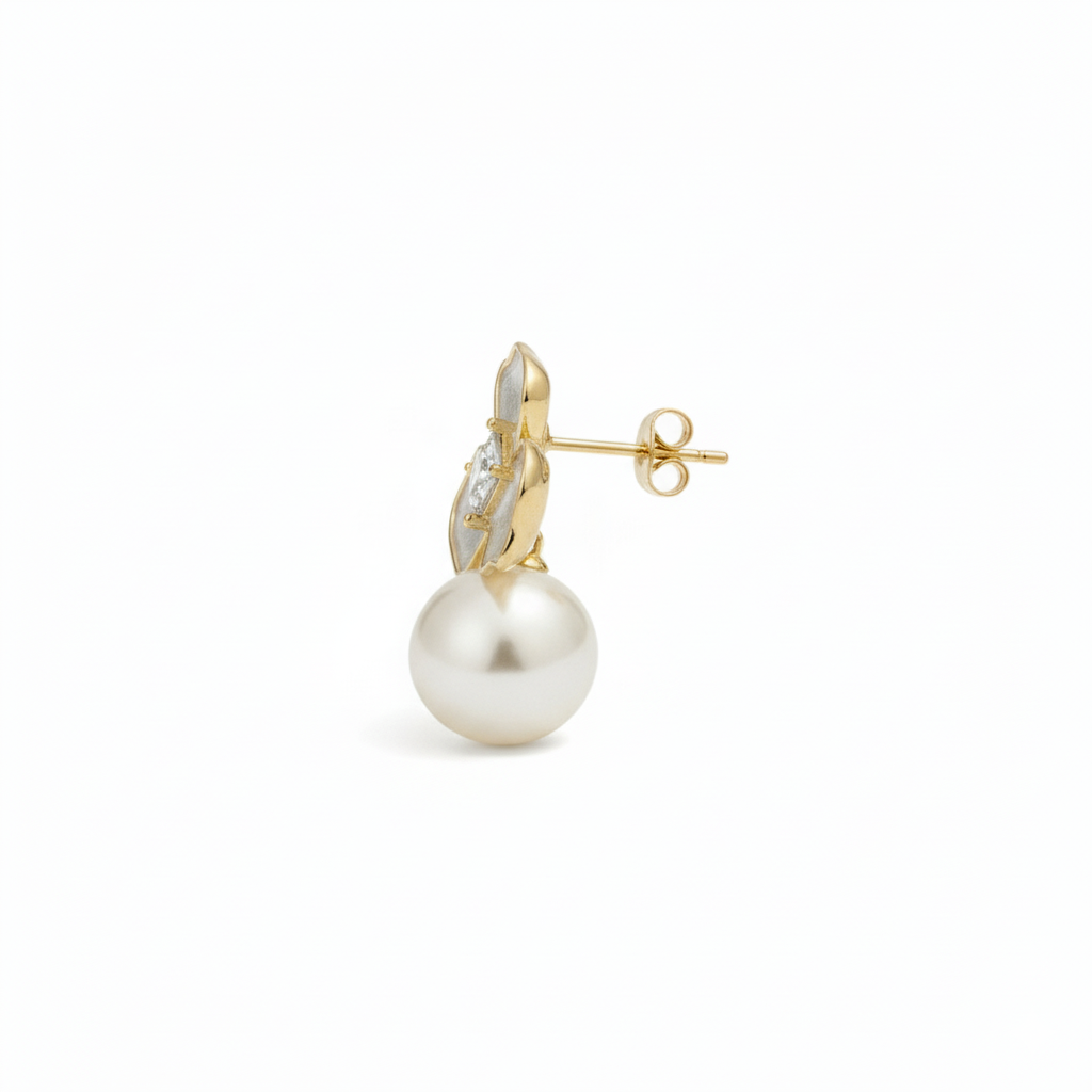 Elegant Silver-Finish Flower Studs with Pearl Drop Accents
