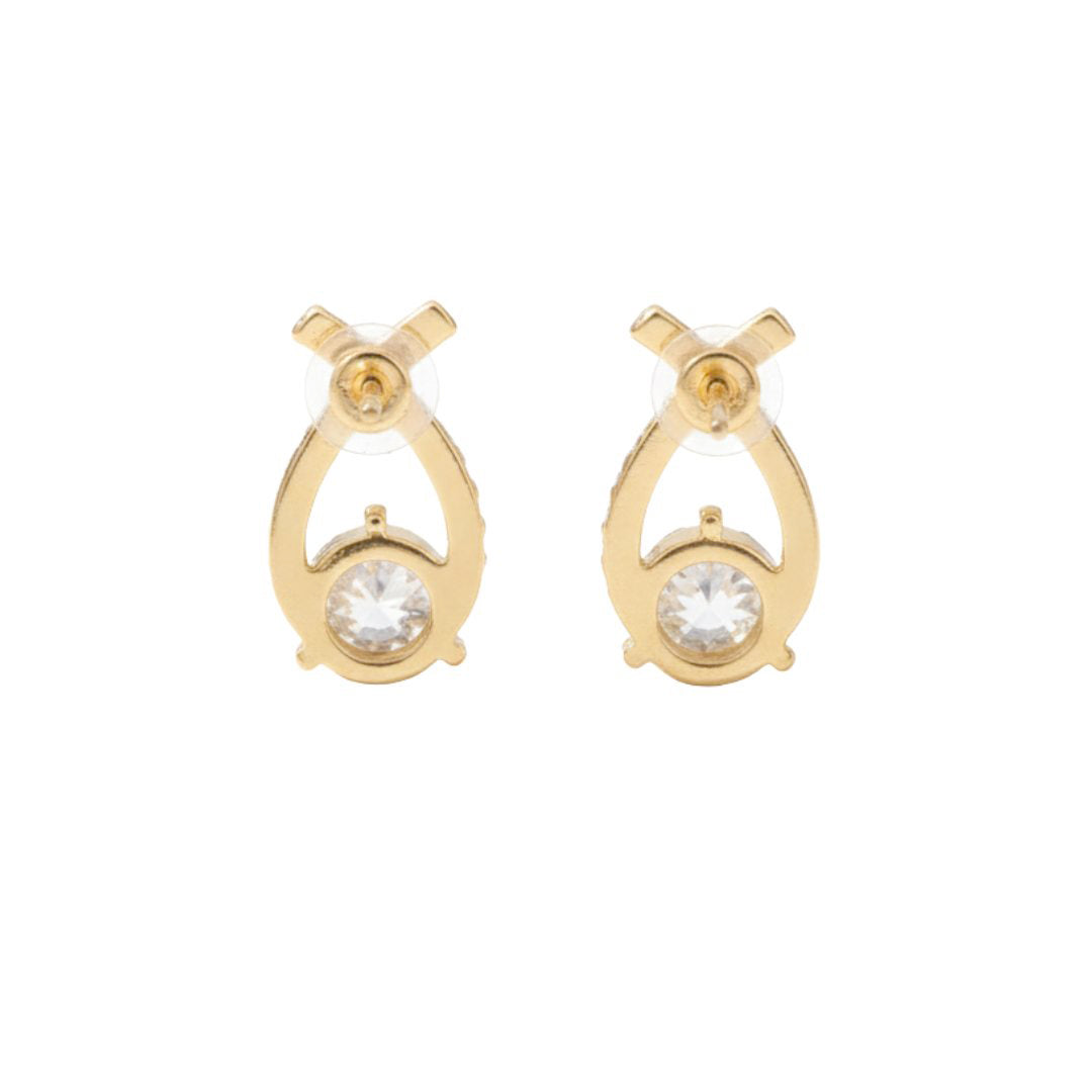 Gold-Tone Pavé Criss-Cross Studs with Brilliant Solitaire Drop