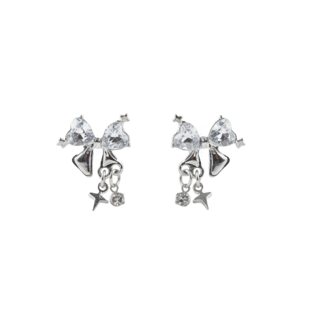 Crystal Bow & Star Drop Earrings