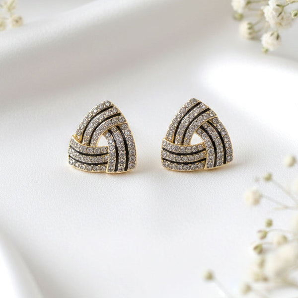 Golden Maze Crystal Stud Earrings