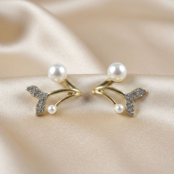 Crystal Mermaid Tail & Pearl Studs