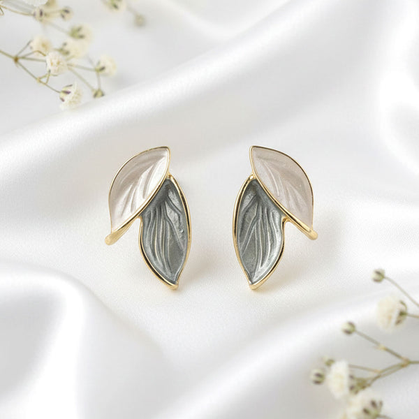 Dual Leaf Enamel Earrings