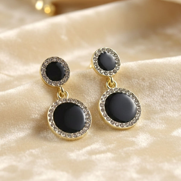 Midnight Elegance Black Stone Drop Earrings