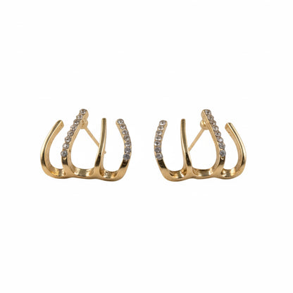 Gold-Plated Four-Prong Claw Earrings with Graduated Diamond-Cut Crystals