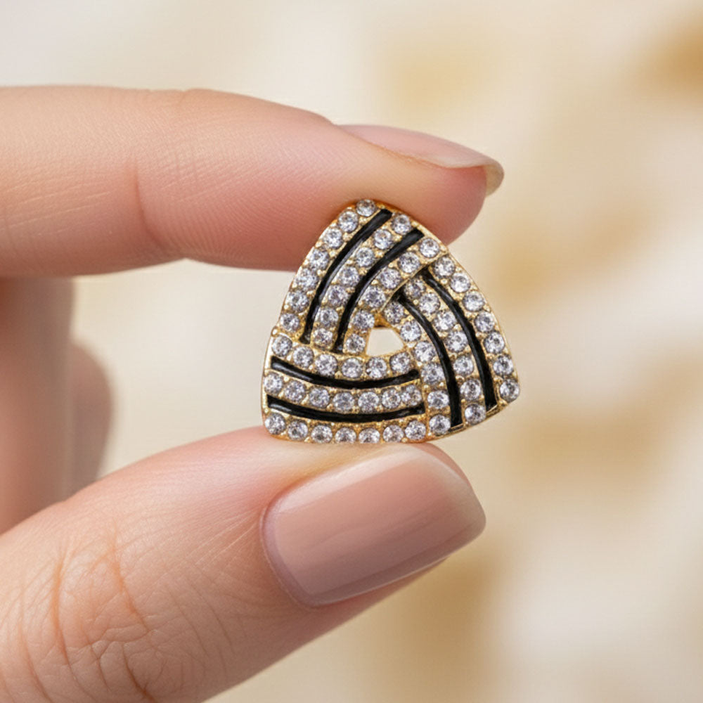 Golden Maze Crystal Stud Earrings
