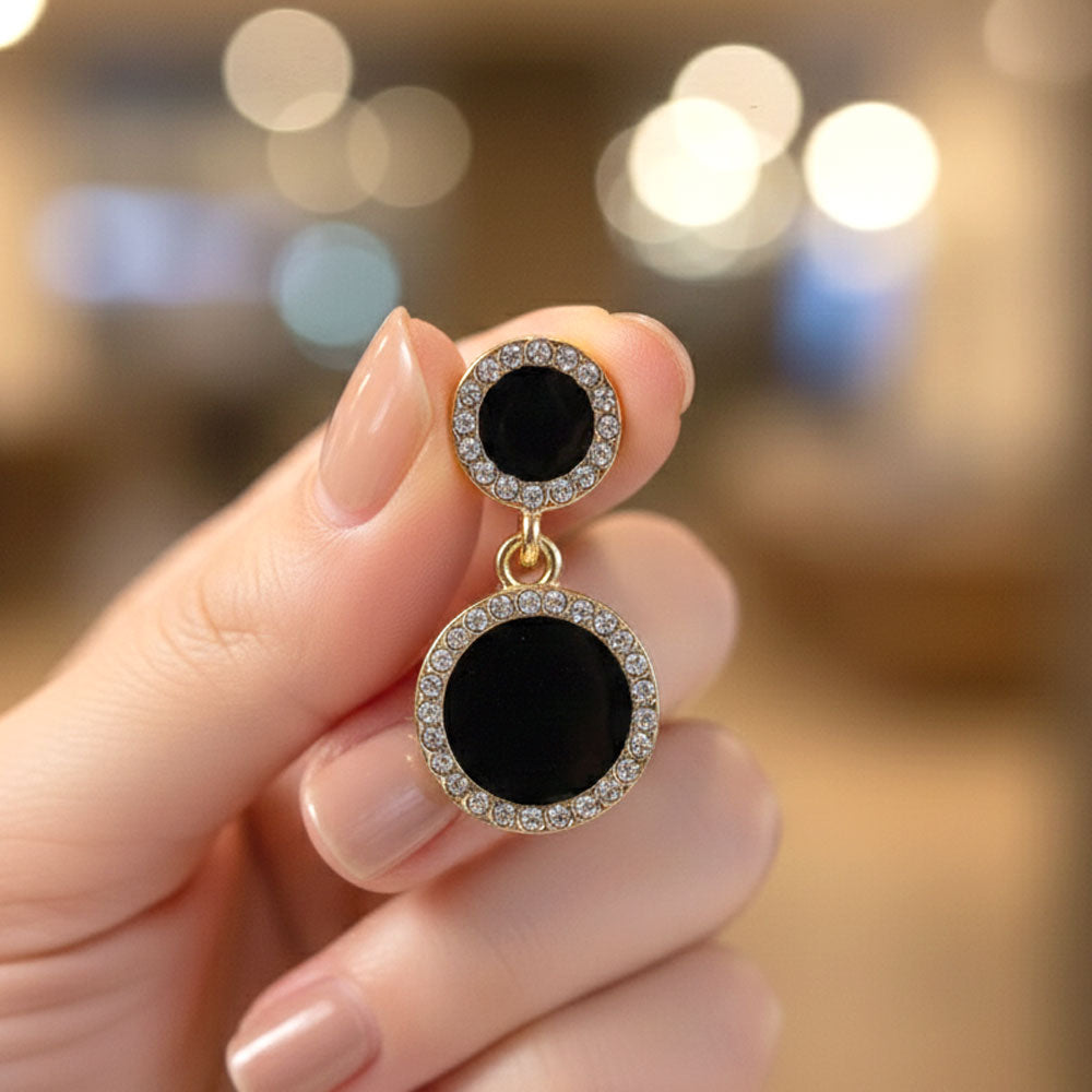 Midnight Elegance Black Stone Drop Earrings