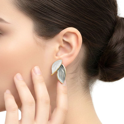 Dual Leaf Enamel Earrings