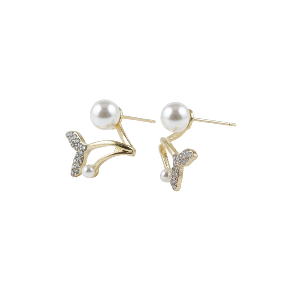 Crystal Mermaid Tail & Pearl Studs