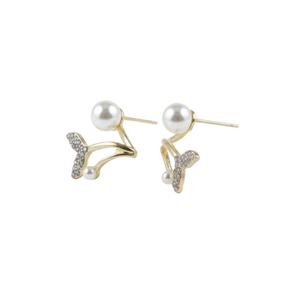 Crystal Mermaid Tail & Pearl Studs