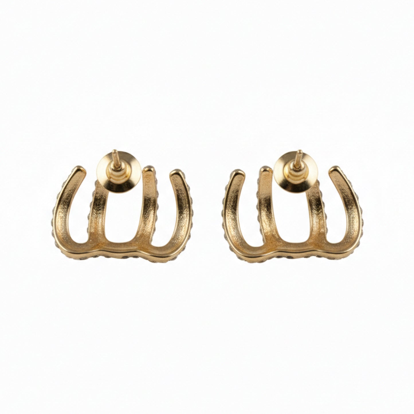 Gold-Plated Four-Prong Claw Earrings with Graduated Diamond-Cut Crystals