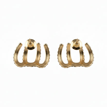 Gold-Plated Four-Prong Claw Earrings with Graduated Diamond-Cut Crystals