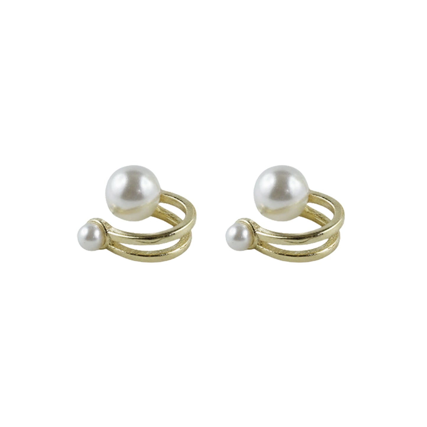 Elegant Gold-Plated Huggie Earrings with Double Pearls.