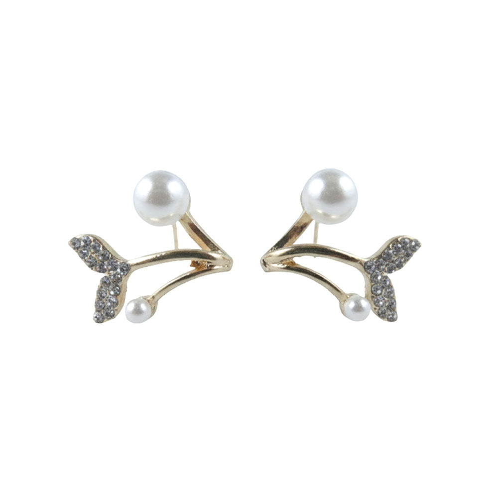 Crystal Mermaid Tail & Pearl Studs