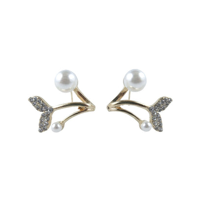 Crystal Mermaid Tail & Pearl Studs