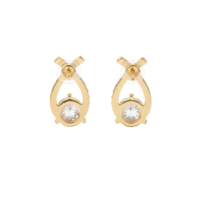 Gold-Tone Pavé Criss-Cross Studs with Brilliant Solitaire Drop