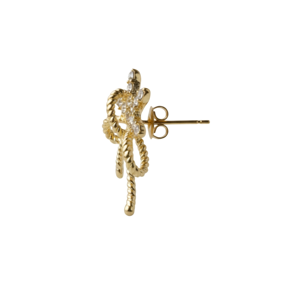 Elegant Gold-Plated Flower Earrings with Shimmering Crystals.