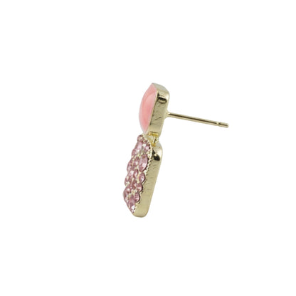 Soft Pink and Crystal Gold-Toned Earrings