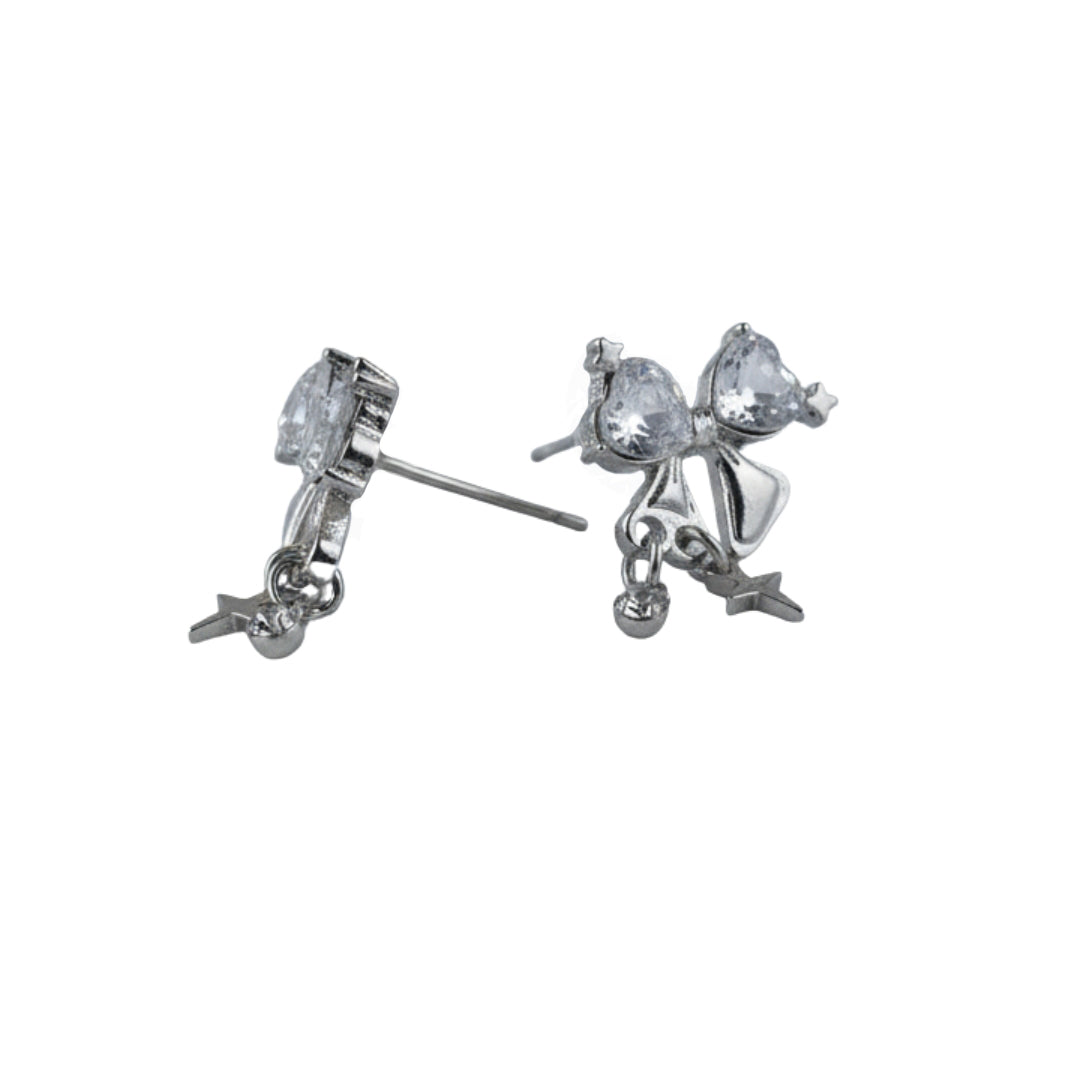 Crystal Bow & Star Drop Earrings