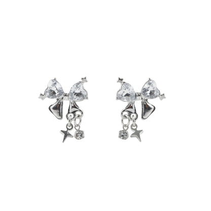 Crystal Bow & Star Drop Earrings