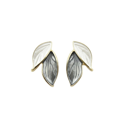 Dual Leaf Enamel Earrings