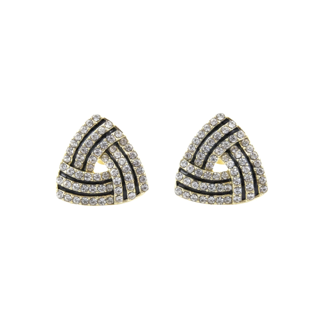 Golden Maze Crystal Stud Earrings