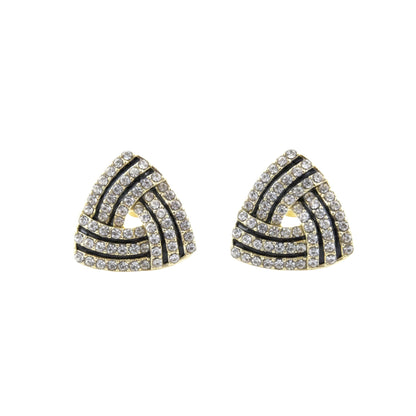 Golden Maze Crystal Stud Earrings